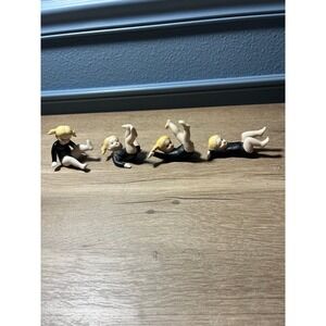 Vintage Ceramic Girl Gymnastics Figurines Tumblers MSR Imports Set of 4 Rare HTF